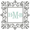 Square Damask Monogram Frame Machine Embroidery Design