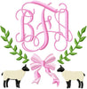 Bows Lambs and Laurel Monogram Frame