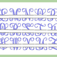 Split Vines Font - with Name Frame - Comes in 3,4,5,6,and 7 Inch Sizes