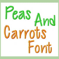 Peas and Carrots Font -comes in 1 and 2 inch sizes with numbers  Machine Embroidery Font -