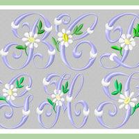 Vintage Daisy Monogram Font - 1.75" Size - Machine Embroidery Design