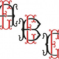 VINTAGE BAROQUE INTERLOCKING MONOGRAM FONT - SET "E" 3 AND 4 INCH SIZE