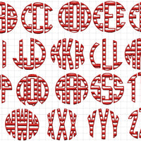 Circle Stripe Font - Machine Embroidery Font Comes in 2.0,2.5, and 3 inch sizes