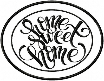 Home Sweet Home Oval machine Embroidery Design -