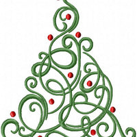 Swirl Christmas Tree - machine Embroidery Design - Comes in 4 Sizes
