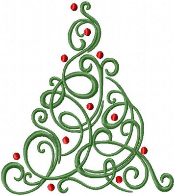 Swirl Christmas Tree - machine Embroidery Design - Comes in 4 Sizes