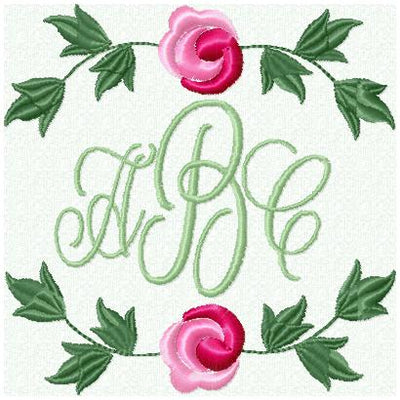 Lamb Rosebud Rose Monogram Frame Machine Embroidery Spring New Baby