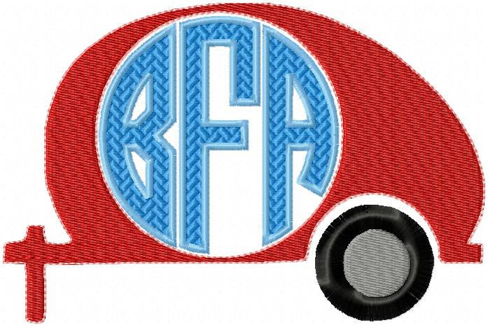 Camper Monogram Frame - Machine Embroidery Design Fits 2.5, 3.0, and 3.5 inch letters