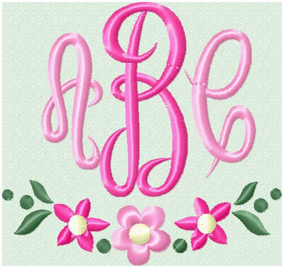 Roses floral Individual letter M garden flag monogram roses crown flowers  flower Font machine embroidery design 2, 3, 4, 5, 6, 7, 8 in