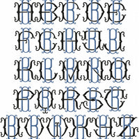 VINTAGE BAROQUE INTERLOCKING MONOGRAM FONT - SET "B" 3 AND 4 INCH SIZE