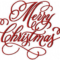 Merry Christmas Machine Embroidery Design - Comes in 5 Sizes