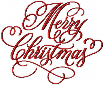 Merry Christmas Machine Embroidery Design - Comes in 5 Sizes