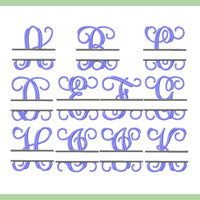 Split Vines Font - with Name Frame - Comes in 3,4,5,6,and 7 Inch Sizes