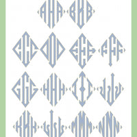 Sharp Diamond Monogram Font - Fill Stitch with red word outline stitch.