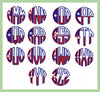 Texas Flag Circle Monogram Font 2.5 and 3 inch Sizes