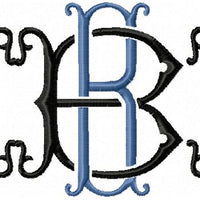 VINTAGE BAROQUE INTERLOCKING MONOGRAM FONT - SET "B" 3 AND 4 INCH SIZE