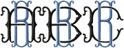 VINTAGE BAROQUE INTERLOCKING MONOGRAM FONT - SET "B" 6 AND 8 INCH SIZE