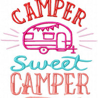 Camper Sweet Camper - machine embroidery design