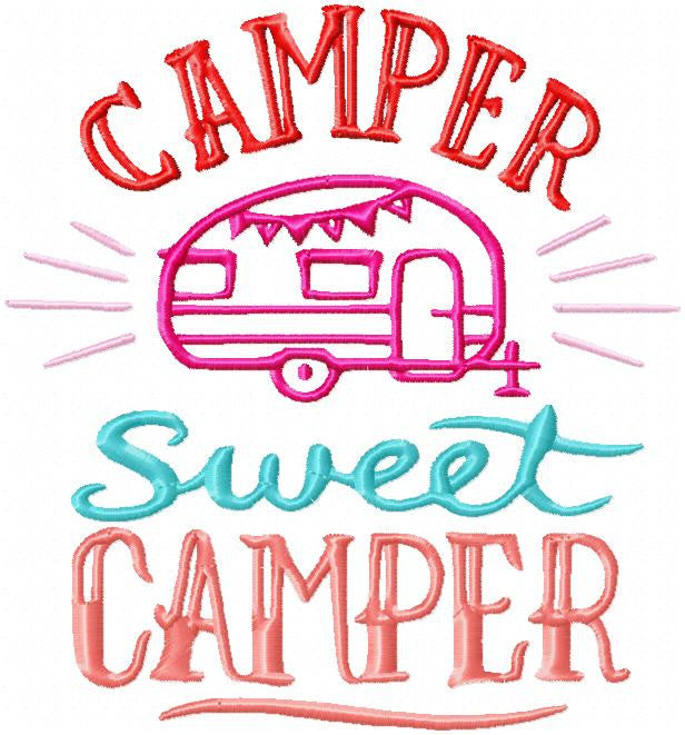 Camper Sweet Camper - machine embroidery design