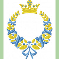 Laurel Wreath with Crown and Ribbon - Machine Embroidery Design