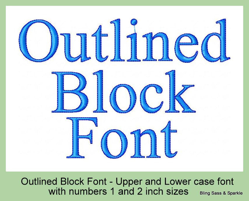 Outlined Block  Font - 1 an 2 inch Sizes