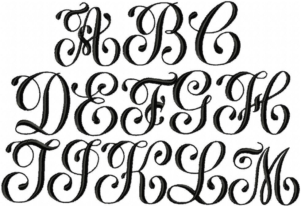 Glamour Monogram Font - Comes in 2,3,4,5 inch Sizes - machine embroide ...
