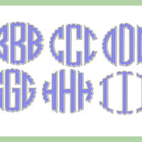 Scallop Textured Circle Monogram Font- 6 inch letters