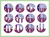 Texas Flag Circle Monogram Font 2.5 and 3 inch Sizes