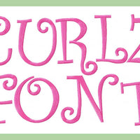 Curlz Font - Comes in 1,2, and 3 inch Sizes Machine Embroidery Font -