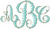 Scallop Dot Monogram Font - Machine Embroidery Font 2.5, and 4 inch size