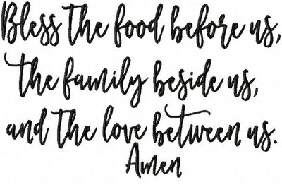 BLESS THE FOOD BEFORE US, MACHINE EMBROIDERY DESIGN