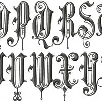 Vintage English Font - 2.5 Inch Upper and Lower Case Machine Embroidery Font