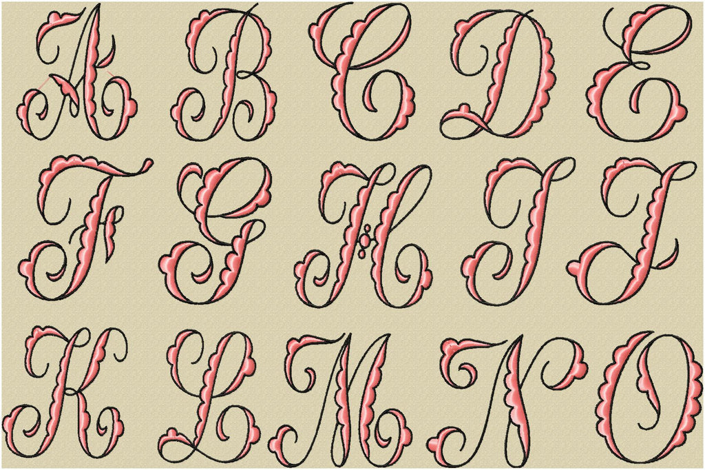 Scalloping Text Scallop Script Monogram Font | Bling Sass & Sparkle