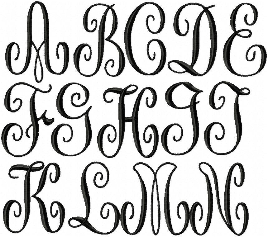 Lilly Monogram Font - Comes in 3 Sizes and 2 types Machine Embroidery ...