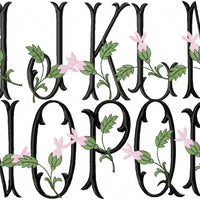 Rosebud Monogram Font - Machine Embroidery Design Monogram Font