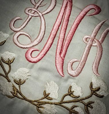 Roses floral Individual letter M garden flag monogram roses crown flowers  flower Font machine embroidery design 2, 3, 4, 5, 6, 7, 8 in