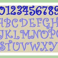 Curlz Font - Comes in 1,2, and 3 inch Sizes Machine Embroidery Font -
