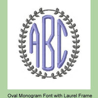 Oval 3 Letter Monogram Font -comes in 2.5 and 3 inch Sizes with 3 frames
