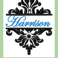 Split Damask Name Frame - Comes in 4x4 and 5x7 Sizes