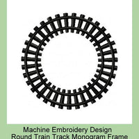 Train Track Monogram Frame - Machine Embroidery Design