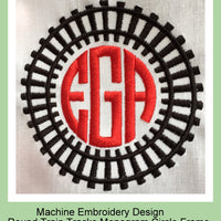 Train Track Monogram Frame - Machine Embroidery Design