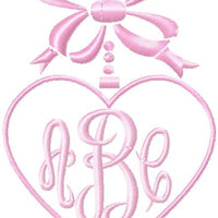 Heart and Bow Monogram Frame - Comes in 4 sizes