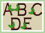 Christmas Holly Font -2 inch letters with 1.15" side letters  Machine Embroidery Font-