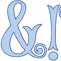 Swirly Girl Font - Fill Stitch with outline - Comes in 5 inch size, numbers,punctuation signs