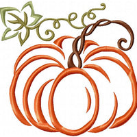 Pumpkin With Vines Machine Embroidery Design - comes in 3 versions