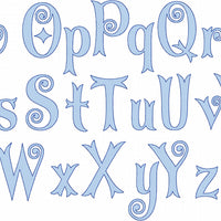 Swirly Girl Font - Fill Stitch with outline - Comes in 5 inch size, numbers,punctuation signs